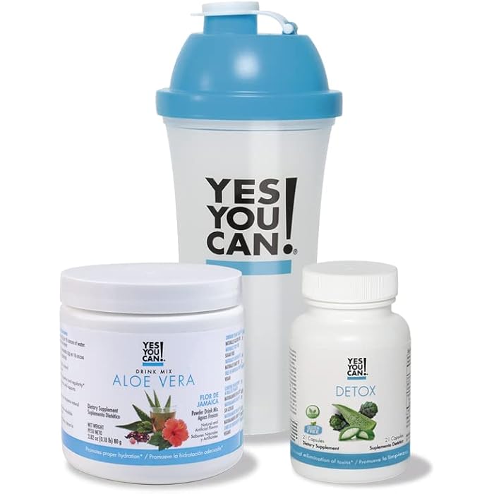 Yes You Can! Detox Kit Bundle - Includes YYC! Capsules, Aloe Vera Drink Mix, and Water Bottle, Body Cleanse Kit, Daily Cleanse and Proper Hydration with Vitamins - (Hibiscus) - Image 1
