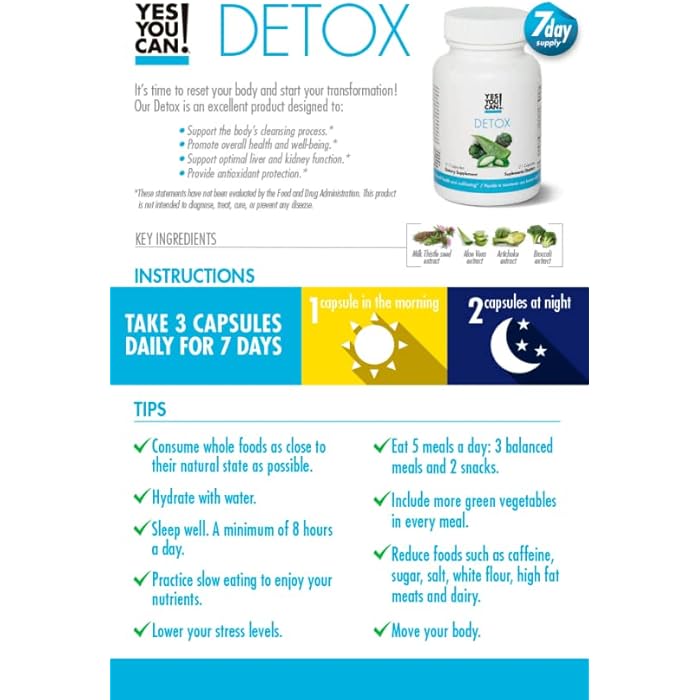 Yes You Can! Detox Kit Bundle - Includes YYC! Capsules, Aloe Vera Drink Mix, and Water Bottle, Body Cleanse Kit, Daily Cleanse and Proper Hydration with Vitamins - (Hibiscus) - Image 4