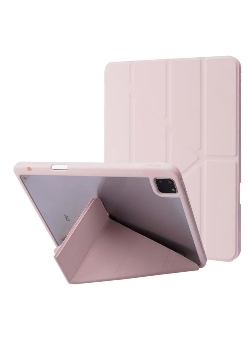 Case for iPad Air 13 inch M2 2024\2025\2022, iPad Pro 12.9 6th/5th/4th/3rd Generation with Pencil Holder, 5-in-1 Multiple Viewing Angles, Soft Clear Back Cover, Auto Wake/Sleep, (Pink) - Image 1