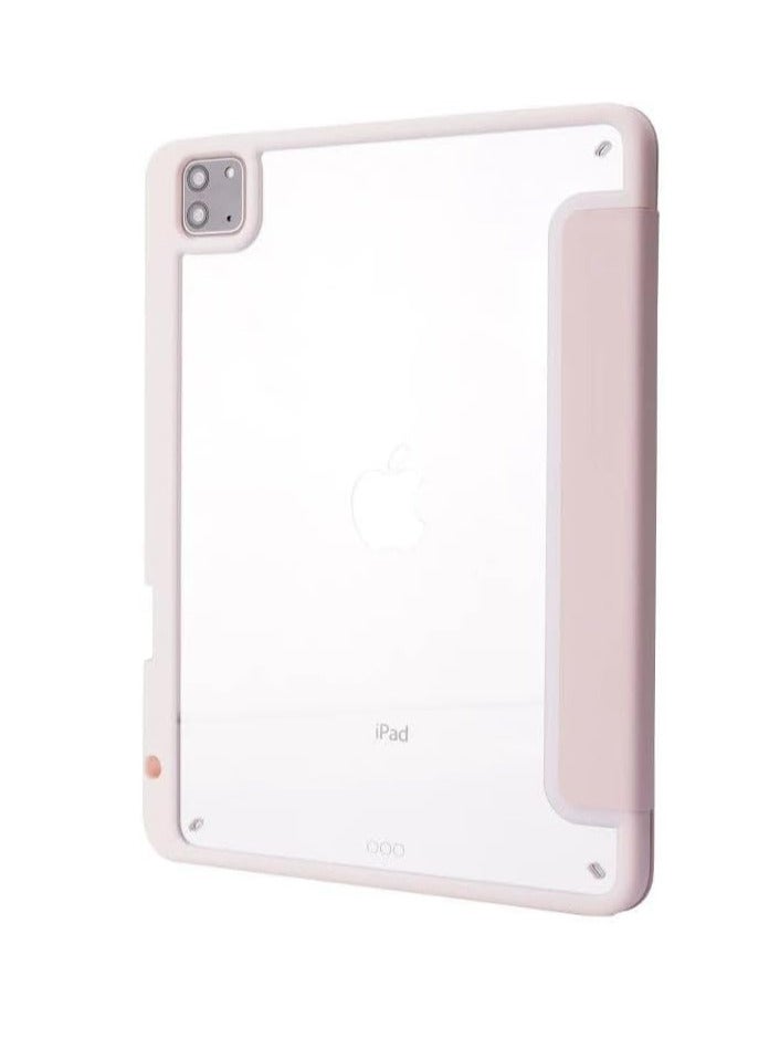 Case for iPad Air 13 inch M2 2024\2025\2022, iPad Pro 12.9 6th/5th/4th/3rd Generation with Pencil Holder, 5-in-1 Multiple Viewing Angles, Soft Clear Back Cover, Auto Wake/Sleep, (Pink) - Image 2