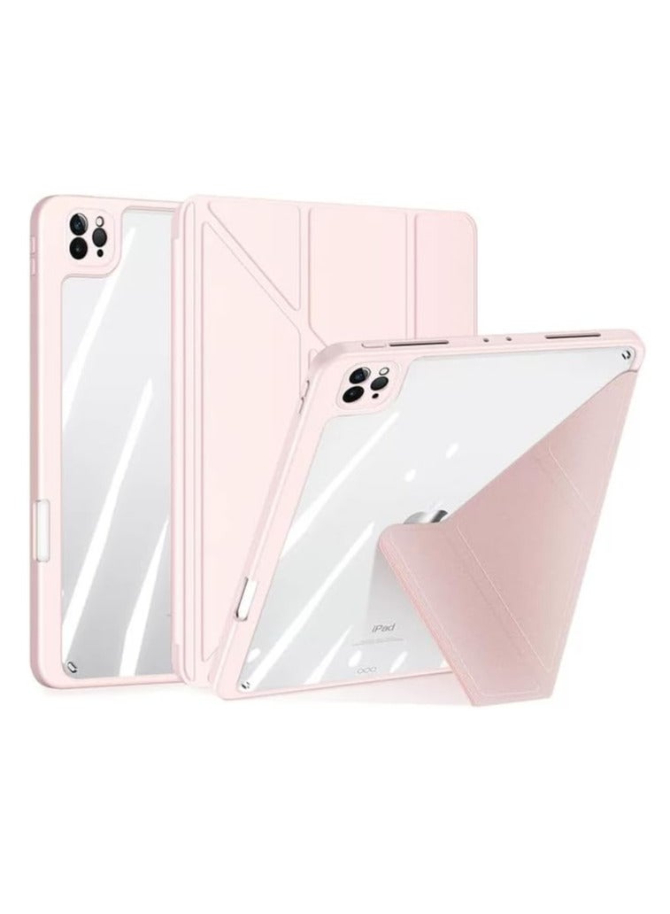 Case for iPad Air 13 inch M2 2024\2025\2022, iPad Pro 12.9 6th/5th/4th/3rd Generation with Pencil Holder, 5-in-1 Multiple Viewing Angles, Soft Clear Back Cover, Auto Wake/Sleep, (Pink) - Image 3