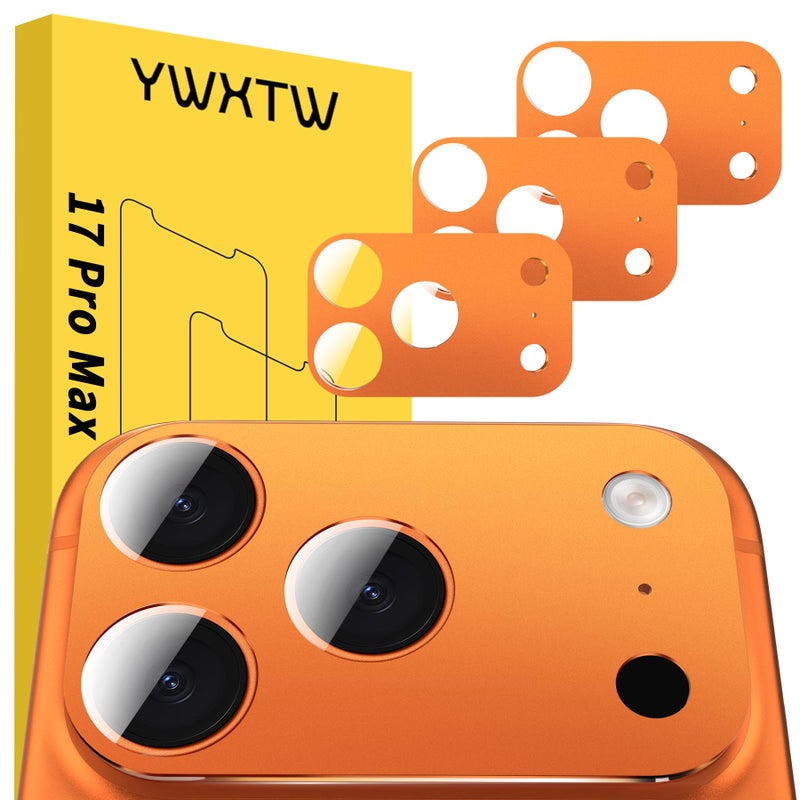 YWXTW [0 Bubbles for iPhone 17 Pro Max Camera Protector, Full Coverage Tempered Glass Lens Screen Protector for iPhone 17 Pro Max Accessories, Case Friendly, HD Clear, 3 Pack (Cosmic Orange) - Image 1