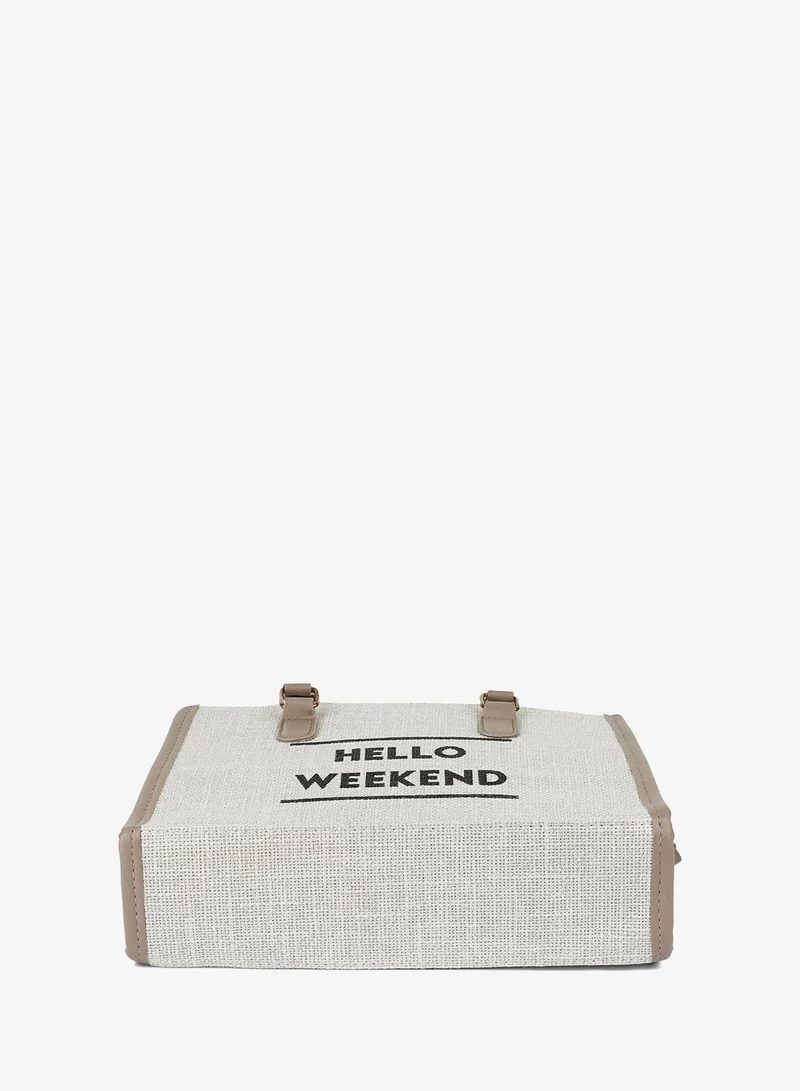 London Rag  Off White Microfiber Slogan Tote Bag for Women | Best Price UAE