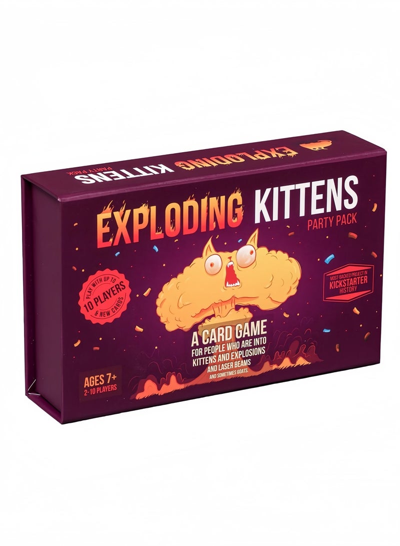 Exploding Kittens Party Pack Card Game, 2-10 Players Ages 7+, 120 Hilarious Cards, Fun Family Party Board Game for Game Night, Travel, Gatherings, Most Funded Kickstarter Game - Image 1