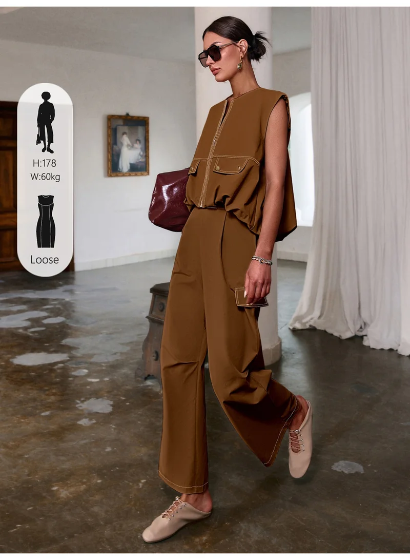 Simplee Women's 2-Piece Outfit Set - Matching Top & pants for Stylish Look