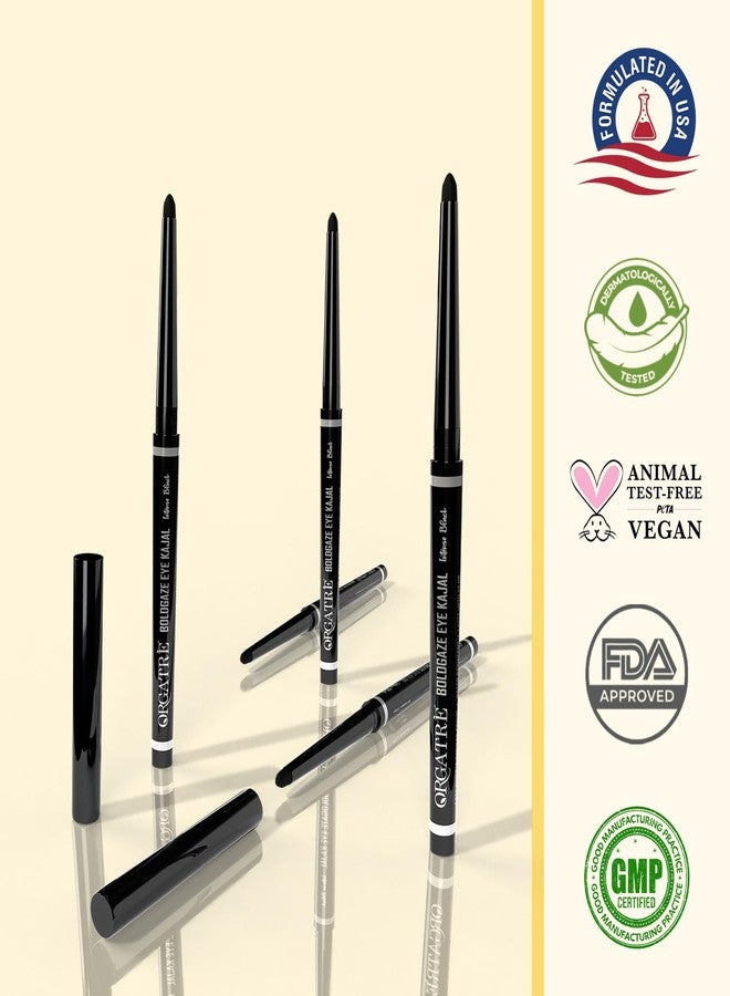 Orgatre Boldgaze Eye Kajal | Waterproof, Smudgeproof - 24 Hours Long Stay - Darkest Black- One Swipe Application - Vitamin E, Provitamin B5 and Castor Oil - 1.5 Gm, Matte Finish - Image 5