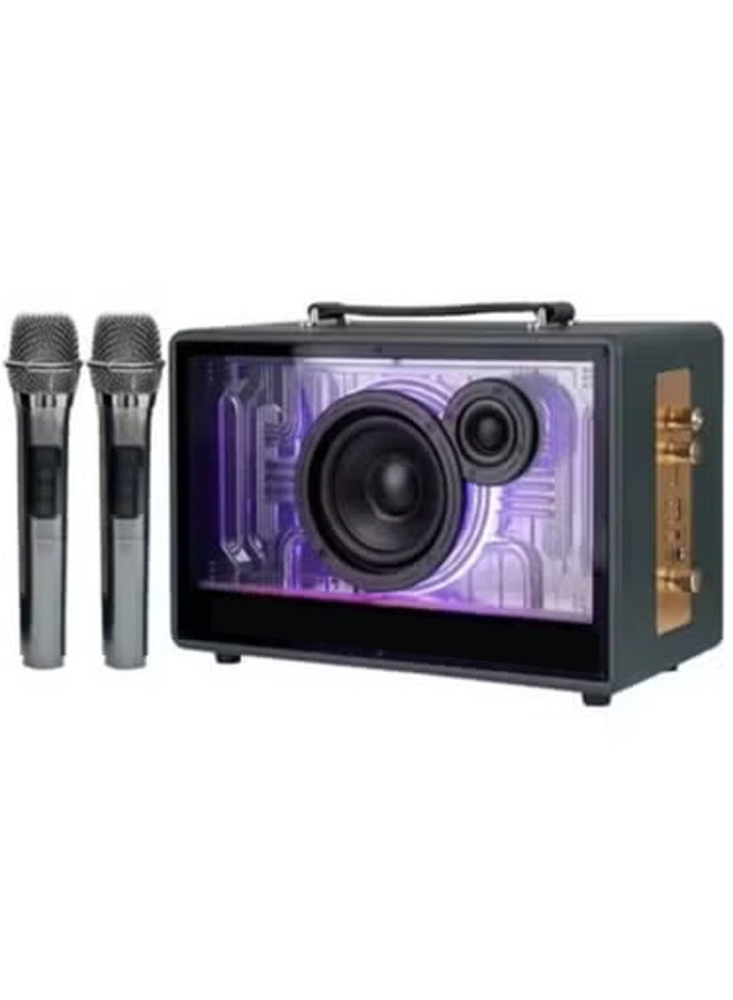 كيميسو M90 Portable Bluetooth Speaker with 2 UHF Wireless Microphones, Deep Bass, LED Light Show, Rechargeable Battery, Karaoke Machine for Adults & Kids – Indoor & Outdoor Party Sound System - Image 2