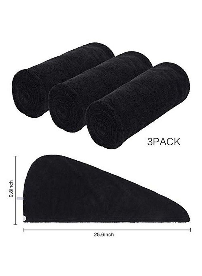 Sinland Microfiber Hair Drying Cap Hair Towel Turban Twist For Long Hair Fast Drying Towels Head Turban Absorbent Soft Lightweight 3 Pack Black - Image 5