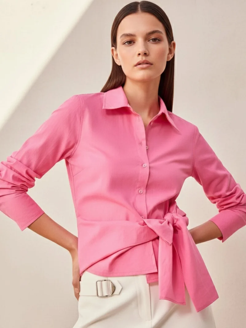 Pink Front Knoted Shirt