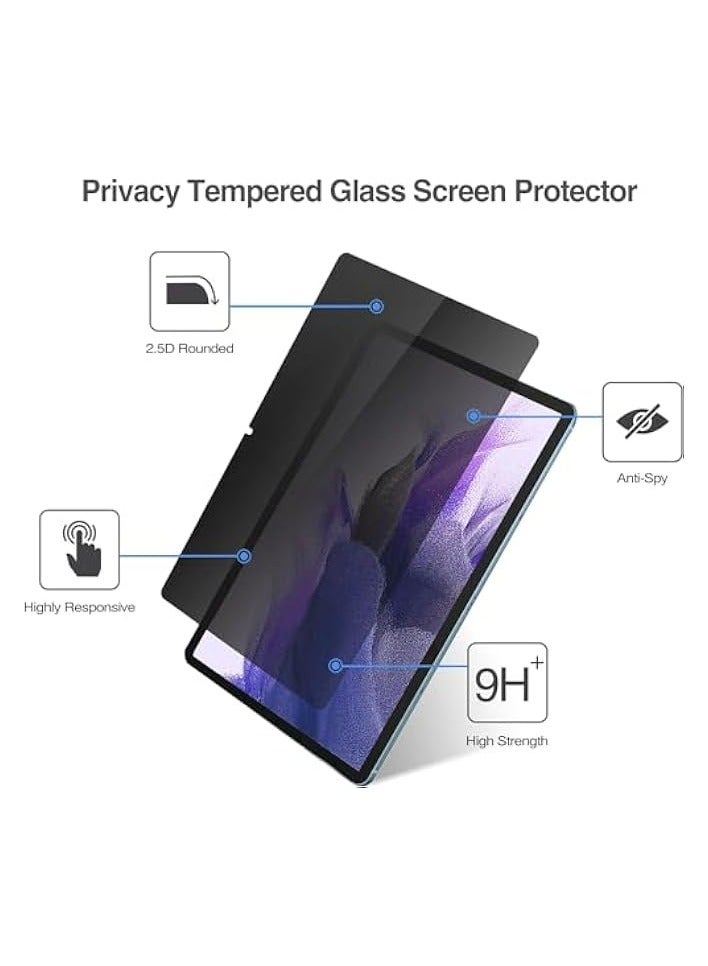 erorex Privacy Screen Protector Compatible with Galaxy Tab S9 FE Plus 2023 12.4 inch (SM-X610/X616), Anti-Spy Tempered Glass Tinted Screen Film Guard - Image 2