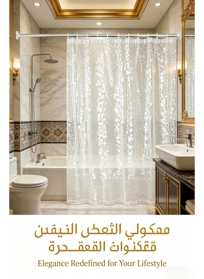 Shower Curtain Liner, Waterproof Mold Resistant Clear Plastic Shower Curtain with Weighted Hem & 12 Hooks, Rustproof Grommet Transparent Bath Curtain for Bathroom Bathtub - Image 5