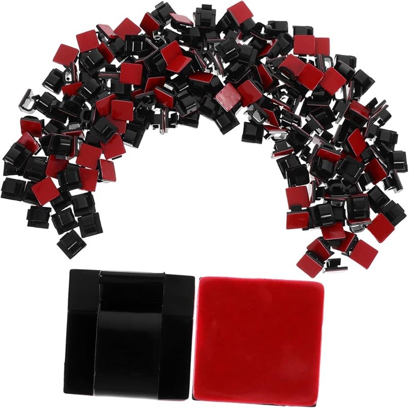 Black Adhesive Cable Clips 200pcs Cord Organizers No Drill Installation Desktop Management - Image 2