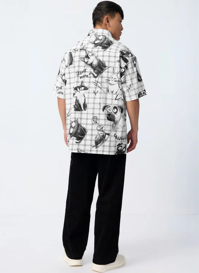 The Souled Store  The Souled Store Men's Oversized Fit Graphic Printed Casual Shirt  | Best Price UAE