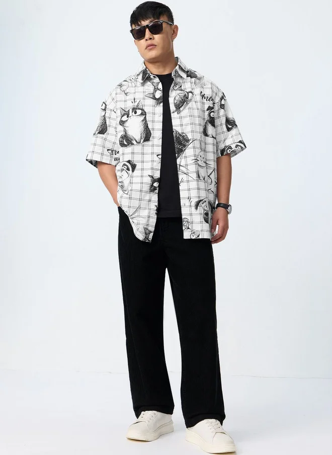 The Souled Store  The Souled Store Men's Oversized Fit Graphic Printed Casual Shirt  | Best Price UAE