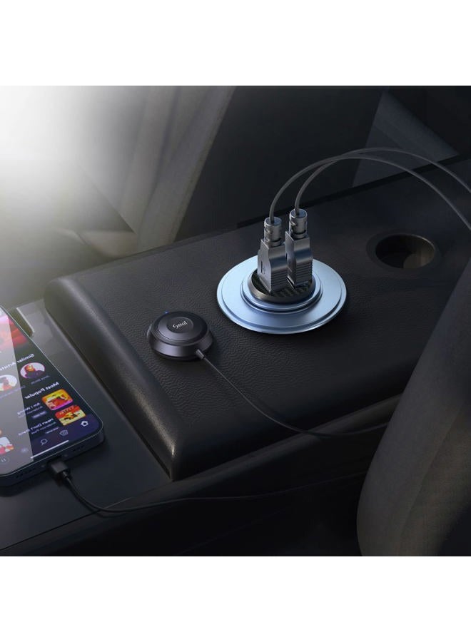 Smof Bluetooth Car Kit, Wireless Music Adapter with Earth Loop Noise Isolator, Hands-Free Calling, Dual Port USB Car Charger, Black - Image 5