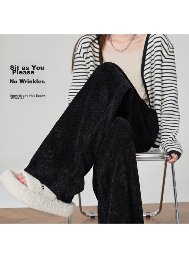 Liberal Freedom Wide-leg Pants For Women, Spring New High-waist Draping Straight-leg Pants, High-waist Slimming Chenille Wide-leg Casual Trousers - Image 3