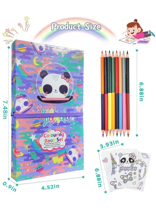 FunBlast Panda Theme Cartoon Colouring Book with 8 Double Side Colour Pencils, Art and Craft Drawing Color Book Set for 3+ Years Old Boys, Girls Toddlers, Return Gift for Kids - Image 3