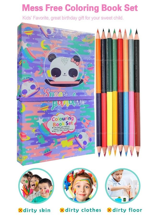 FunBlast Panda Theme Cartoon Colouring Book with 8 Double Side Colour Pencils, Art and Craft Drawing Color Book Set for 3+ Years Old Boys, Girls Toddlers, Return Gift for Kids - Image 4