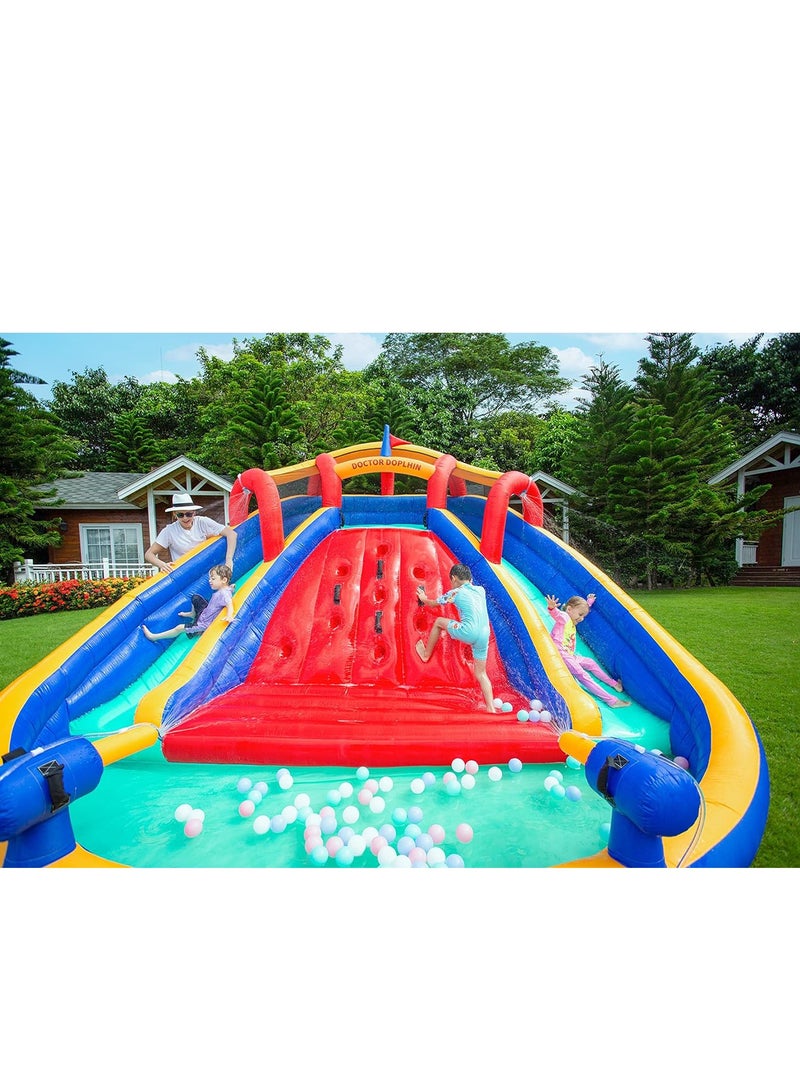 Inflatable Twin Water Slide With Bouncer for Kids Outdoor Play climbing water slide