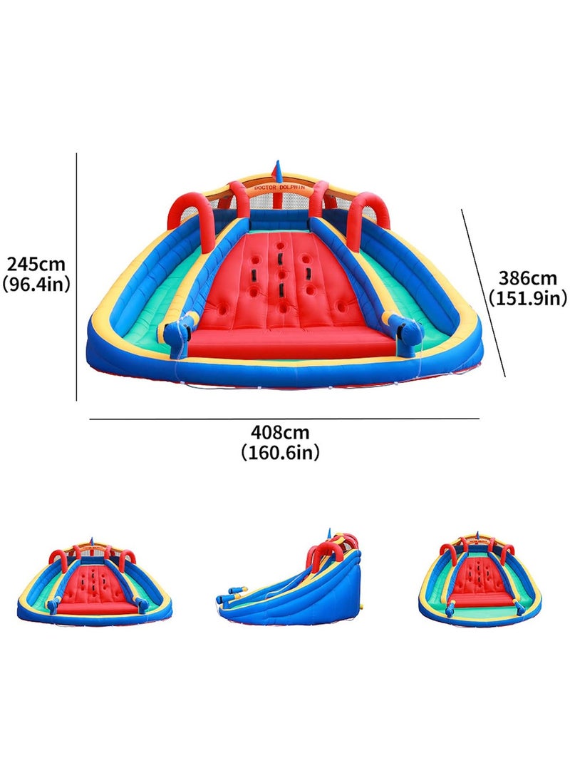 Inflatable Twin Water Slide With Bouncer for Kids Outdoor Play climbing water slide