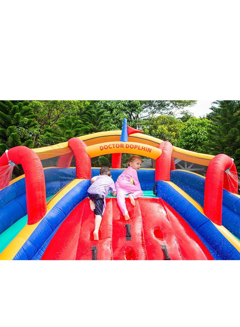 Inflatable Twin Water Slide With Bouncer for Kids Outdoor Play climbing water slide
