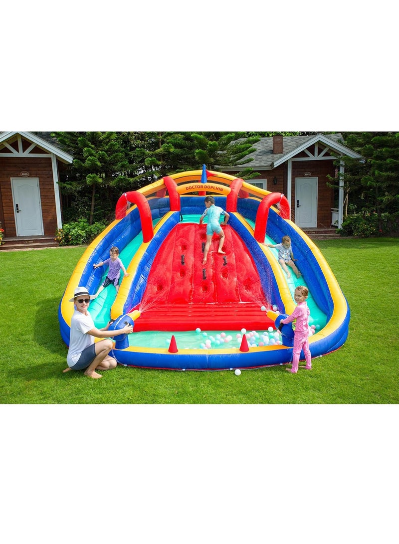 Inflatable Twin Water Slide With Bouncer for Kids Outdoor Play climbing water slide