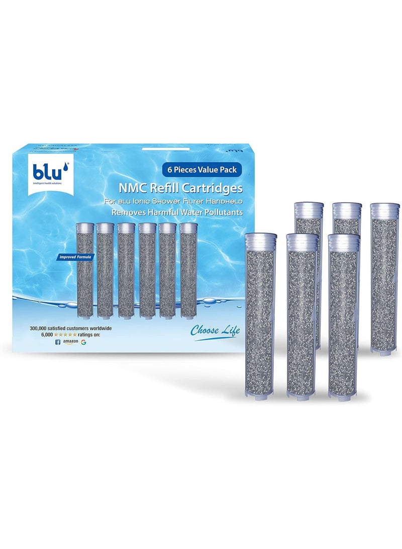 Blu NMC Refill Cartridge for Handheld Blu Ionic Shower Filter - Nano Molecular Cluster technology - Combo Pack (6 units Value Pack) - Image 1