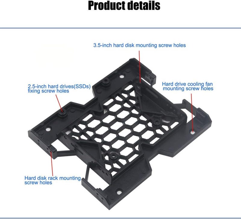 KOOBOOK 2Pcs 5.25" to 3.5" 2.5" SSD HDD Tray Caddy Case Adapter Hard Disk Drive Bays Holder Cooling Fan Mounting Bracket for PC - Image 2