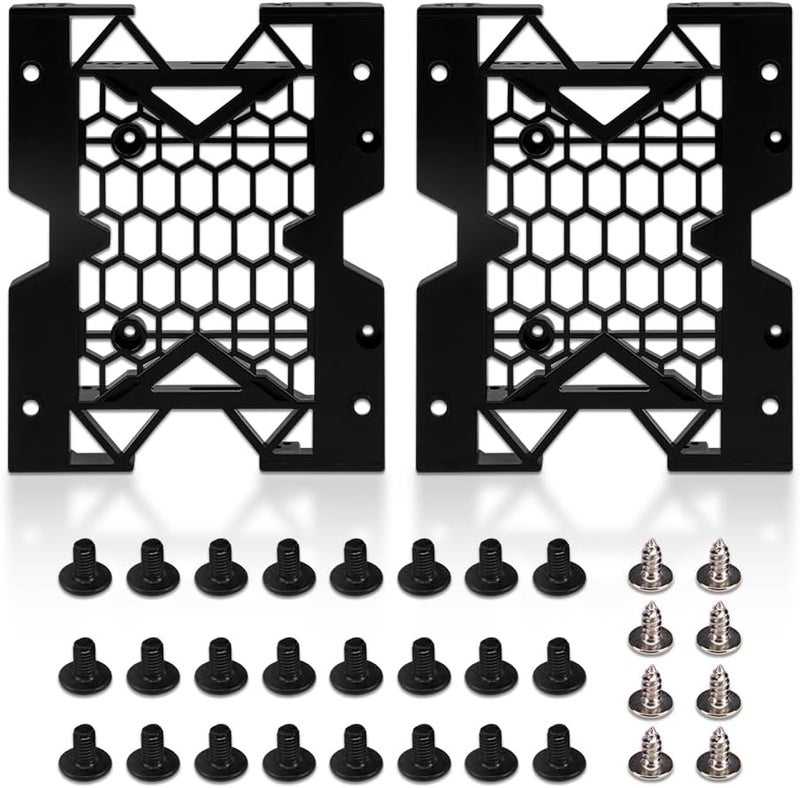 KOOBOOK 2Pcs 5.25" to 3.5" 2.5" SSD HDD Tray Caddy Case Adapter Hard Disk Drive Bays Holder Cooling Fan Mounting Bracket for PC - Image 1