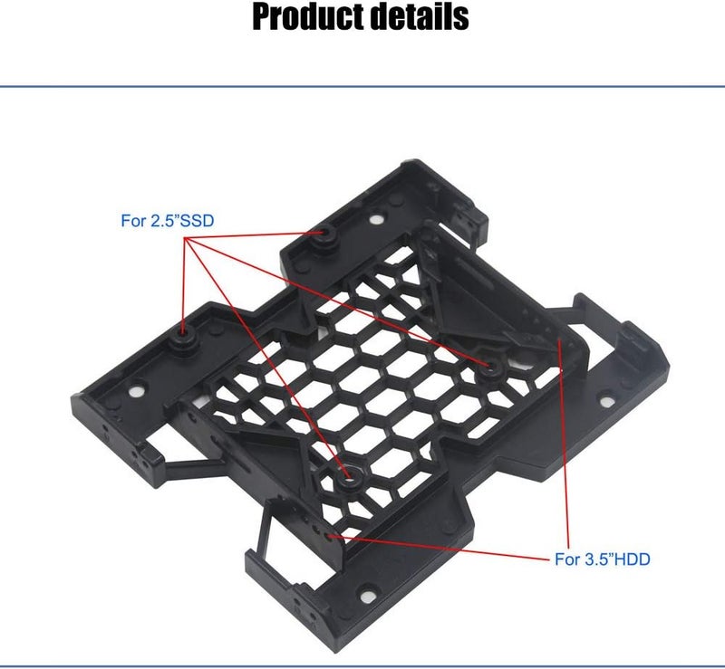 KOOBOOK 2Pcs 5.25" to 3.5" 2.5" SSD HDD Tray Caddy Case Adapter Hard Disk Drive Bays Holder Cooling Fan Mounting Bracket for PC - Image 3