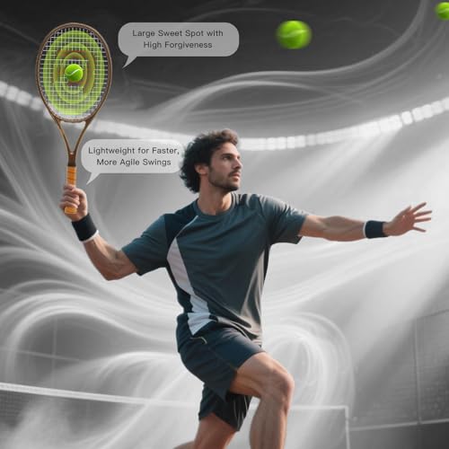 BZ BatZoom BatZoom Tennis Racket for Beginners & Adults - Lightweight Graphite Racquet with Comfortable Grip | Shock Reduction Technology | Includes Carrying Bag(Color Options) - Image 2
