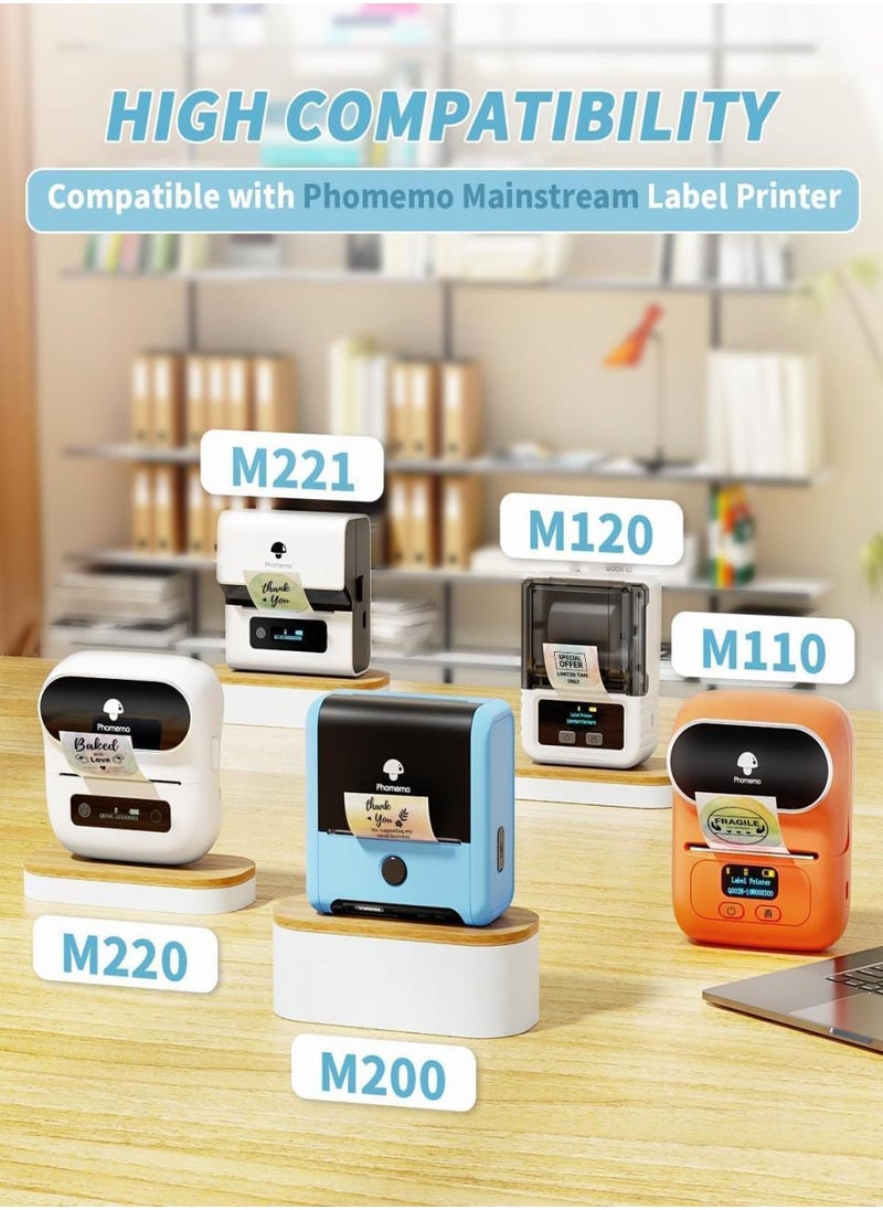 phomemo Thermal Sticker Labels 60mm×40mm(Inch 2.36"×1.57") - 180/Roll, Black on White, 1 Roll |Compatible with M200/M220/M221 Printer  - Image 2