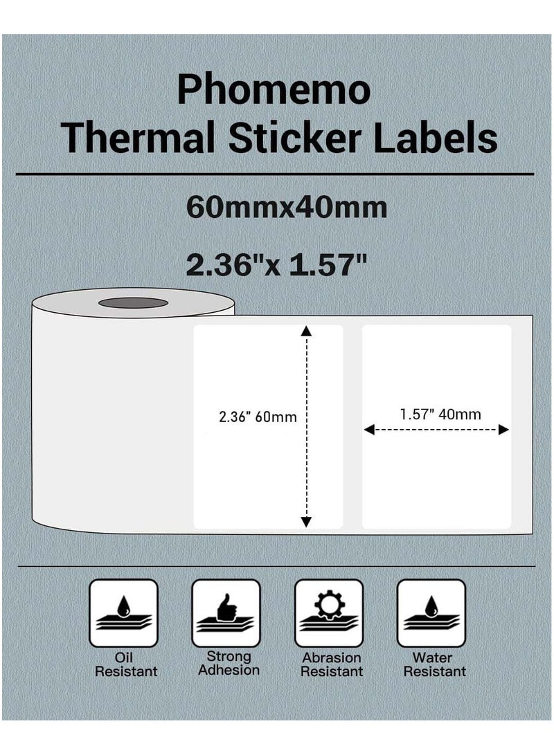 phomemo Thermal Sticker Labels 60mm×40mm(Inch 2.36"×1.57") - 180/Roll, Compatible with M200/M220/M221 Printer( Black on White) - Image 2