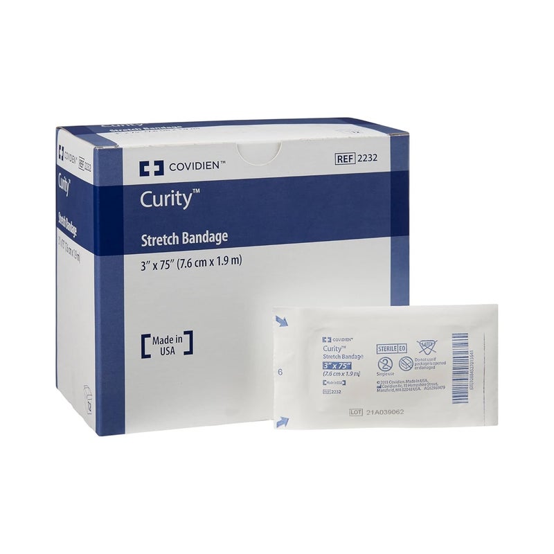 Covidien 2232 Curity Stretch Bandage Sterile in Soft Pouch 3 x 41 yd 75 Relaxed Pack of 12 - Image 1