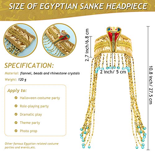 WILLBOND Women's Egyptian Headpiece Crown Snake Beaded Headband, Costume Accessory Beaded Headdress for Women, Eye-catching Design, Multiple Occasions, Proper Size - Image 2
