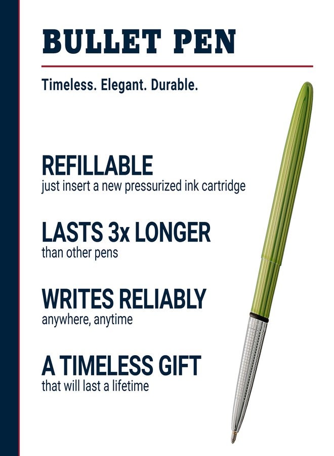 Fisher Space Pen Aurora Borealis Lime Green Bullet Pen, Pressurized Ballpoint Pen, Compact Size, Writes Upside Down, Extreme Temperatures, Black Ink, Medium Point, Gift Box, Made in the USA - Image 2