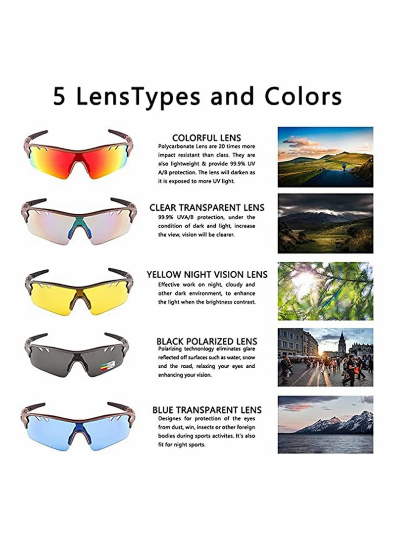 SOLARAE Polarised Sports Sunglasses, with Interchangeable Lenses, for Mens Womens Cycling Glasses, Baseball Running Fishing Golf Driving Outdoor Activities, Mountain Bike, Road Bike Sunglasses - Image 3