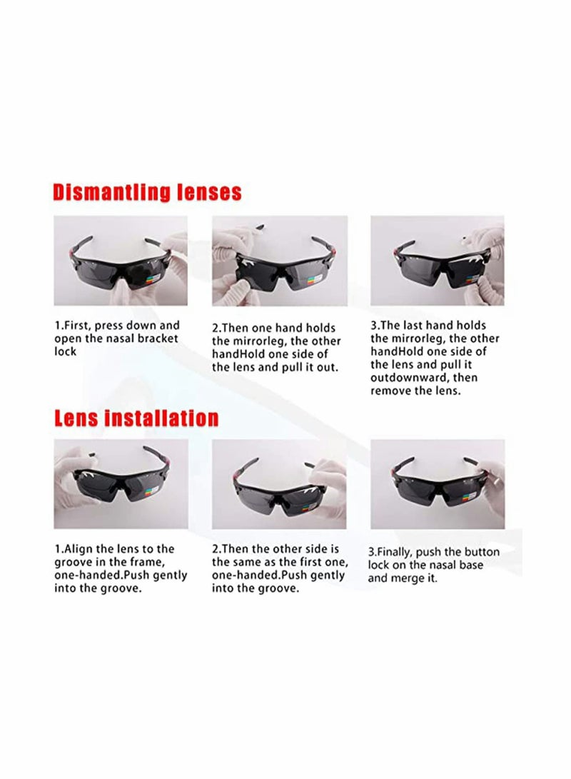 SOLARAE Polarised Sports Sunglasses, with Interchangeable Lenses, for Mens Womens Cycling Glasses, Baseball Running Fishing Golf Driving Outdoor Activities, Mountain Bike, Road Bike Sunglasses - Image 4