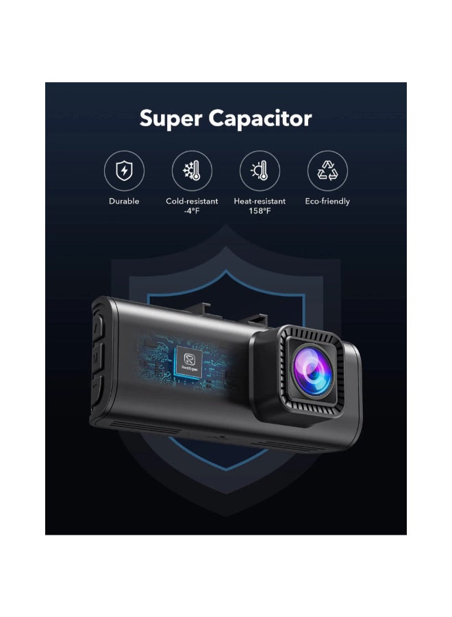 ريد تايجر كاميرا داش أمامية وخلفية للسيارات بدقة 4K مع واي فاي أسود 3.2 بوصة F7NP - Image 3