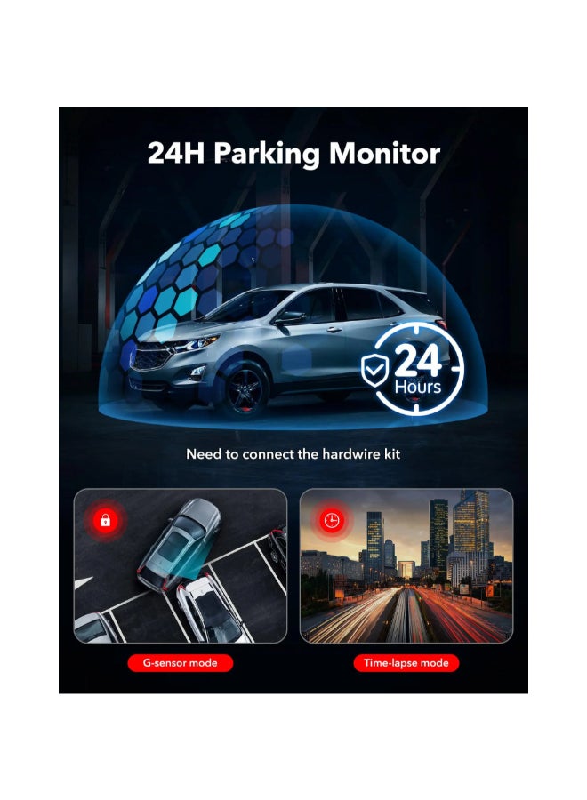ريد تايجر كاميرا داش أمامية وخلفية للسيارات بدقة 4K مع واي فاي أسود 3.2 بوصة F7NP - Image 5