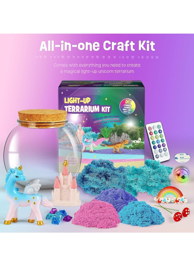 TAPIT - Dinosaur Terrarium Kit for Kids Dino Kid Crafts with DIY Moon Lamp Painting Kit Birthday Gift for Boys Ages 4-12 Year Old Arts and Crafts for Boys and Kids Dinosaur Toys for Boys (Unicorn) - Image 1