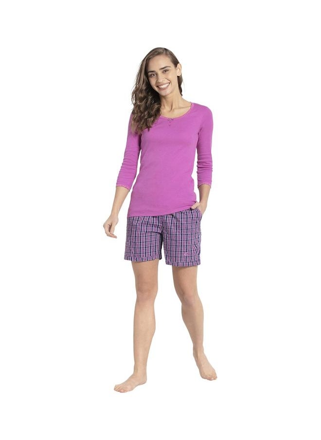JOCKEY Jockey RX15 Women Super Combed Cotton Woven Relaxed Fit Checkered Shorts with Side Pockets  - Image 4
