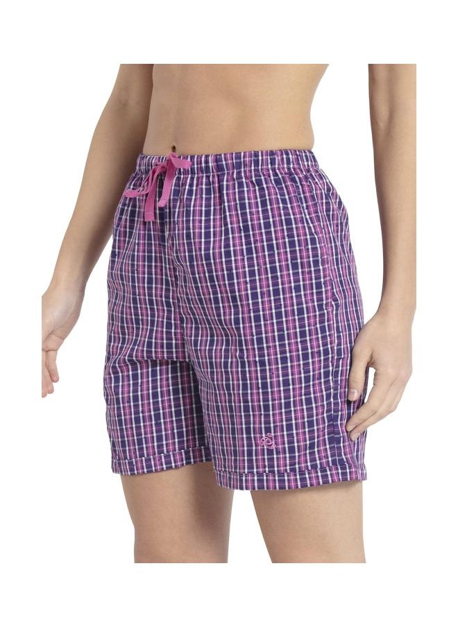 JOCKEY Jockey RX15 Women Super Combed Cotton Woven Relaxed Fit Checkered Shorts with Side Pockets  - Image 2