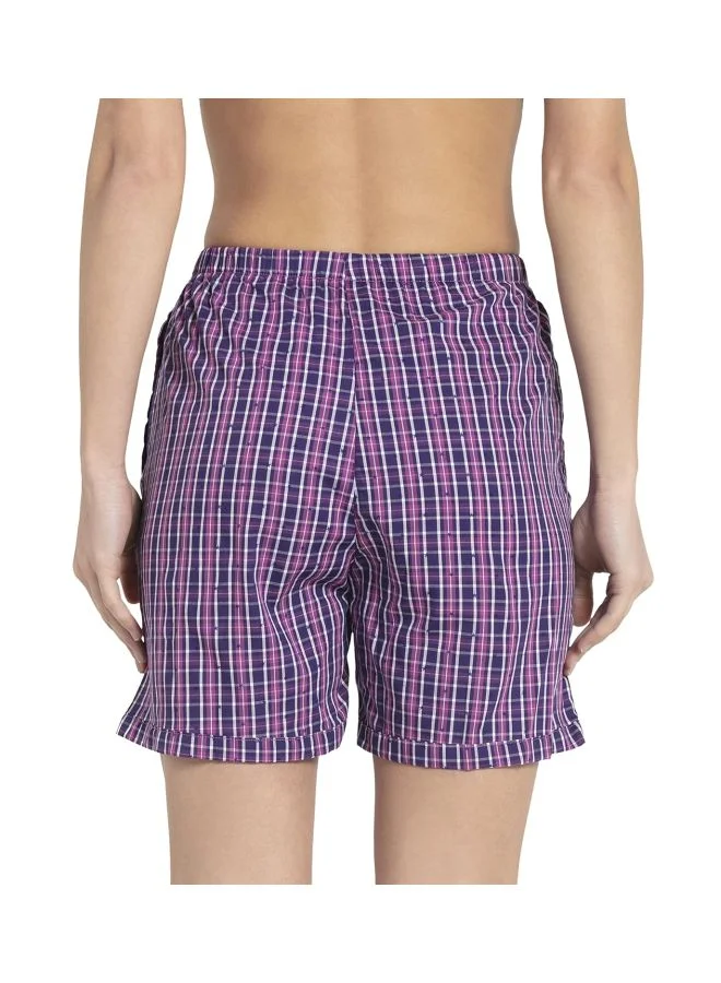 JOCKEY Jockey RX15 Women Super Combed Cotton Woven Relaxed Fit Checkered Shorts with Side Pockets