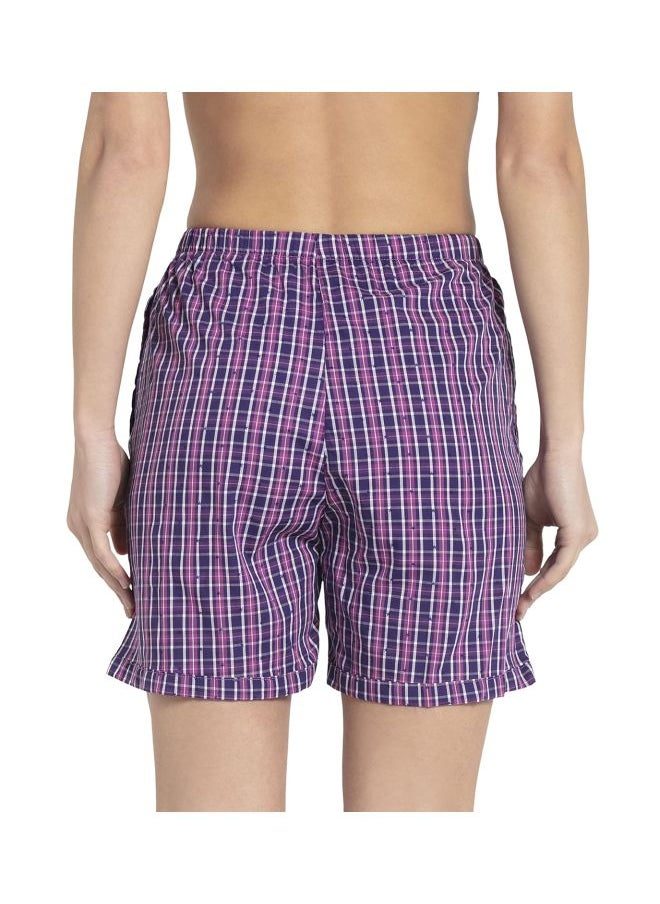 JOCKEY Jockey RX15 Women Super Combed Cotton Woven Relaxed Fit Checkered Shorts with Side Pockets  - Image 3