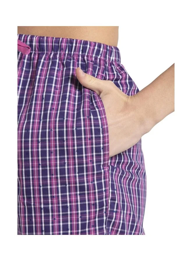 JOCKEY Jockey RX15 Women Super Combed Cotton Woven Relaxed Fit Checkered Shorts with Side Pockets