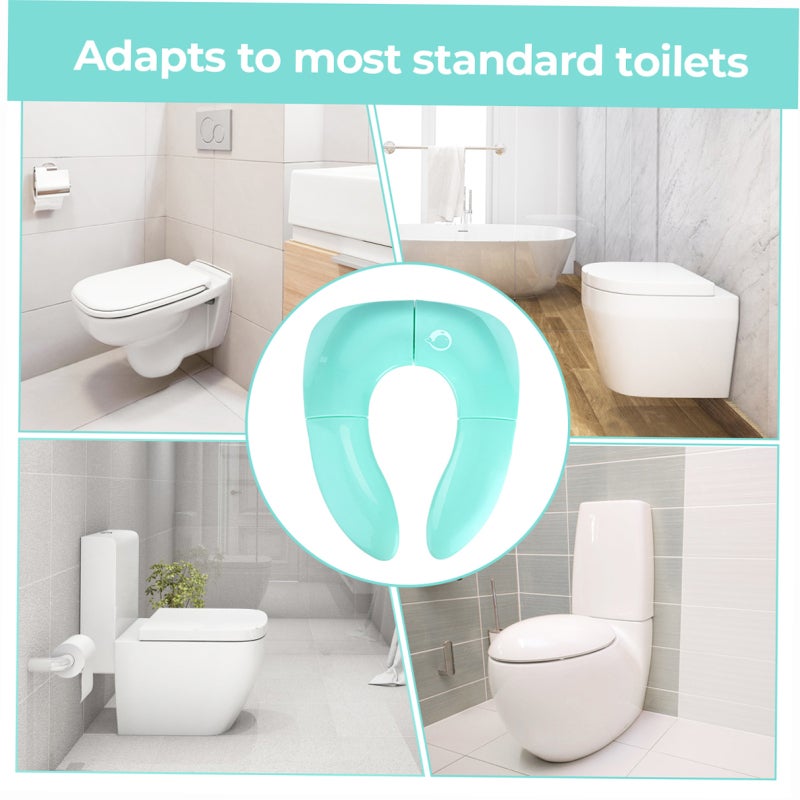 Folding Toilet Seat Portable PP Washable Toilet Seat with Non-slip Pad Anti-slip Buckle for 1-6 years Old Kids-Pink - Image 1