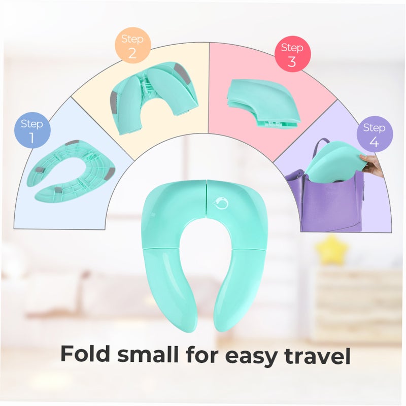 Folding Toilet Seat Portable PP Washable Toilet Seat with Non-slip Pad Anti-slip Buckle for 1-6 years Old Kids-Pink - Image 5