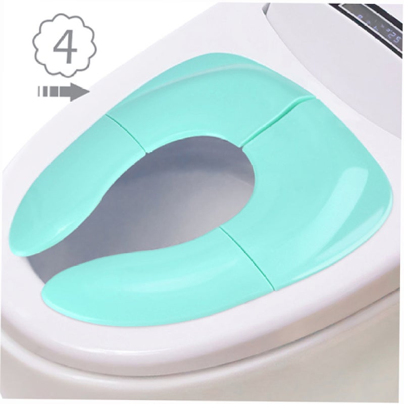 Folding Toilet Seat Portable PP Washable Toilet Seat with Non-slip Pad Anti-slip Buckle for 1-6 years Old Kids-Pink - Image 3