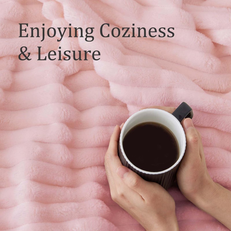BEDELITE Fleece Pink Throw Blanket for Couch - 300GSM Soft & Warm Valentines Blanket Gifts for Women Girls, Decorative Spring Pink Blankets for Home, 50"x60" - Image 5